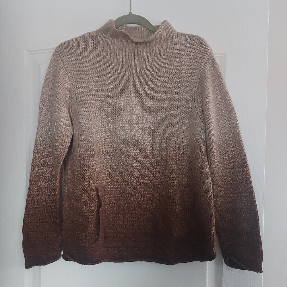 Elegant Ombre Brown Turtleneck Sweater
